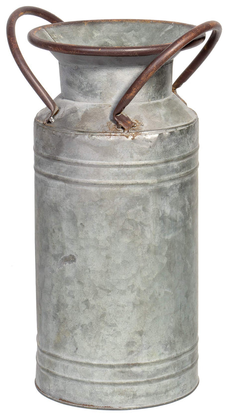Red Co. 13” Large Decorative Farmhouse Galvanized Metal Milk Can Planter Vase with Handles Red Co.