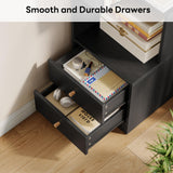 IRONCK Corner Bookshelf, 70.87" Tall Corner Bookcase with Drawers, Corner Shelf Storage Display Rack for Living Room Home Office, Black IRONCK