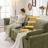 liuyefisher 53'' Loveseat Sofa with All Seats Storage, Modular Sectional Couch with Deep Seat,Oversized Comfy Couch with Throw Pillows,Single Sofa Chair for Living Room,Bedroom,Chenille,Green liuyefisher