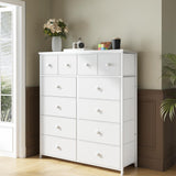Bepatio Dresser for Bedroom with 12 Drawers Tall Dressers for Bedroom Fabric Dressers & Chest of Drawers with Sturdy Metal Frame, Wood Top, for Girls, Closet, 40.6" W x 11.8" D x 44.5" H (White) Bepatio