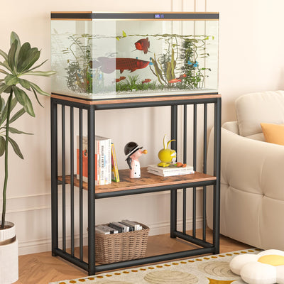 MELLCOM 20-29 Gallon Fish Tank Stand, Adjustable 2-Tier Metal Aquarium Stand with Shelf for Fish Tank Accessories Storage,Turtle Reptile Terrariums Stand Rack for Home Office,Tank not included