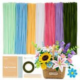 Caydo 500 Pieces Pipe Cleaners Flower Set, Chenille Stems, Pipe Cleaner Craft Supplies Bulk Fluffy Fuzzy Sticks for DIY Art Projects Creative Gift Party Decorations (Macaron) Caydo