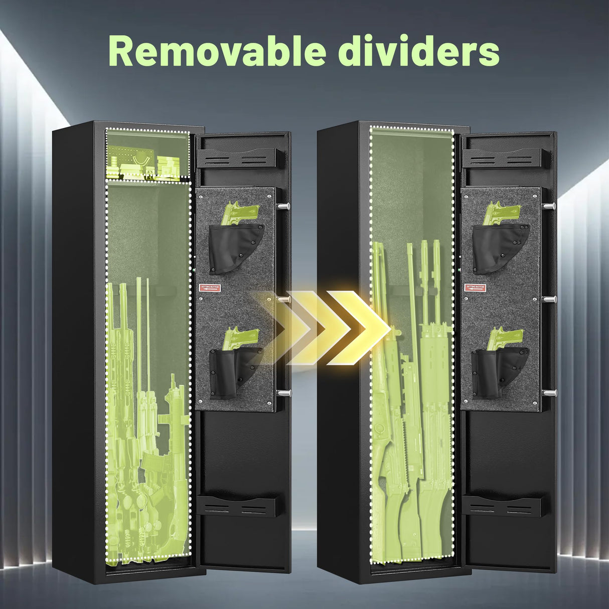 HEANVO 2-4 Gun Safe, Gun Safe for Rifles and Pistols, Shotgun Rifle Safe,No Assembly Gun Cabinet for Shotguns, Quick Access Rifle Safe, Gun Locker with Dual Alarm & Mute Mode Switching HEANVO