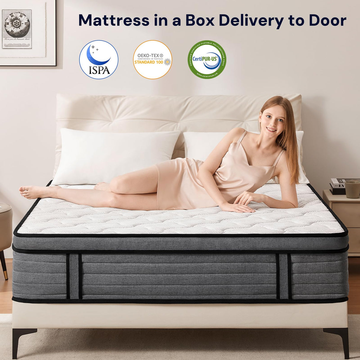 Queen Mattress 12 inch Hybrid Mattress Queen Size - Individual Pocket Box Spring Memory Foam Mattress in a Box for Bed - Medium Firm Feel Back Support Mattress for Pressure Relief with CertiPUR-US VKT