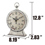 Stonebriar Large 12 Inch Decorative Battery Operated Table Top Clock with Roman Numerals and Antique Finish, 12", Worn White Stonebriar