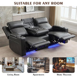 Neptane Power Reclining Sofa with Power Headrest/LED Light, Breathable Leather Electric Reclining Couch with Dual Ports, Storage, Loveseat Recliner Sofa for Living Room,Apartment (Dark Grey, 3 Seater) Neptane