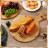 Kigley 10 Pcs Bamboo Cutting Board with Handle 12 Inch Bamboo Wooden Round Cutting Board Pizza Board Kitchen Chopping Boards for Home Baking Pizza Bread Cake Cheese Fruits Vegetables Charcuterie Kigley