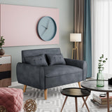 Vongrasig 47" Small Modern Loveseat Sofa, Mid Century Linen Fabric 2-Seat Couch Tufted Love Seat with Back Cushions and Tapered Wood Legs for Living Room, Bedroom and Small Space (Dark Gray) Vongrasig