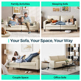 LINSY 79'' Beige Loveseat Sofa - Comfy Couch Corduroy Love Seat Couch with Adjustable Seat Depth Ergonomic Design Modern 2-Seater Soft Sofa for Living Room Bedroom Apartment Office, Beige LINSY