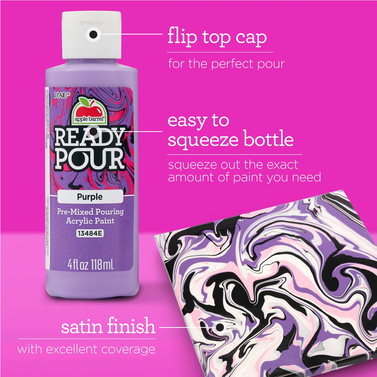 Apple Barrel Ocean Vibe Pre-Mixed Set, Set of 4 Fluid Ready Pour Paints Perfect for DIY Arts and Crafts Projects, 13479E Apple Barrel