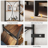 LIKEMET Triple 5 Tier Bookshelf, Bookcase with 18 Open Display Shelves, Wide Tree Bookshelf Metal Frame Tall Book Case for Living Room Home Office Rustic Brown LIKEMET