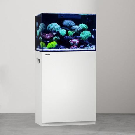 LANDEN Aquarium Wooden Stand and Cabinet for up to 30 Gal Tank, Fish Sea Salt Water Tank Stand, Nano Foam Leveling Mat Included, W23.6xD17.7xH31.49in,Wooden Matte White Painted (Stand Only) LANDEN
