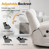 Korser Rocker Recliner, Glider Recliner Chairs for Adults, 360° Swivel Rocking Chair with Massage and Heating, Nursery Chair with Storage and USB Charging for Living Room, Bedroom, Nursery Korser