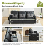 STHOUYN 88” Faux Leather Couch for Living Room, Black Office Couch Small Space, Comfy 3 Seater Couches Leather Sofa with High Backrest (Black) STHOUYN