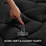 SLEEP ZONE Full Size Cooling Mattress Topper for Double Bed, Premium Zoned Cool Mattress Pad Cover, Padded Mattress Protector Breathable Washable, Deep Pocket 8-21" (Black, Full) SLEEP ZONE