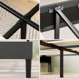 ZINUS Full Piper Upholstered Platform Bed with Horizontal Paneled Headboard, Wooden Slat Support, No Box Spring Needed, Easy Assembly, Eco Friendly Packaging, Dark Grey ZINUS