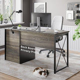 Bestier Office Desk with Drawers, 55 inch Industrial Computer Desk with Storage, Wood Teacher Desk with Keyboard Tray & File Drawer for Home Office, Dark Gray Oak Bestier