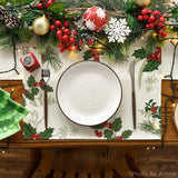 Artoid Mode Holly Pine Cone Christmas Placemats Set of 4, 12x18 Inch Seasonal Winter Table Mats for Party Kitchen Dining Decoration Artoid Mode