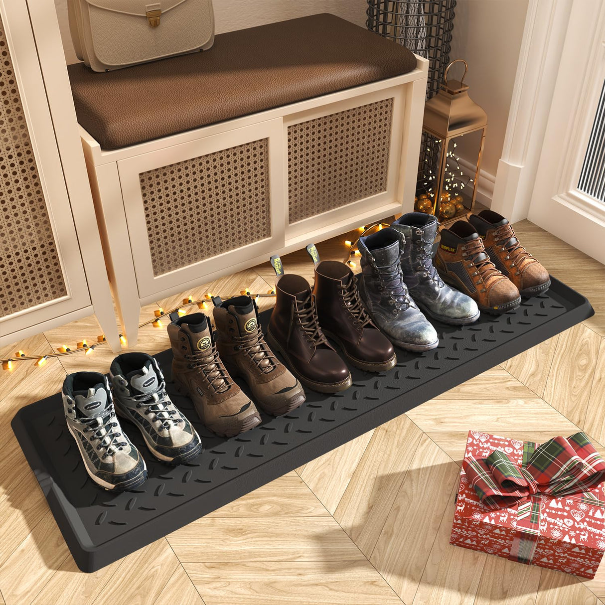 SUPENUIN Extra Large Boot Tray 48 Inch Boot Storage Heavy Duty Rubber Mats for Floor Waterproof Boot Mat Tray for Entryway Multi Use Shoe Rug 16x47.5 Inches SUPENUIN