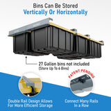 HANDT Overhead Garage Storage Rack, Connectable Heavy Duty Metal Ceiling Rails for Garage Storage Organization Shelving System, Supports Up to 6 Bins, 4 Sets Gray HANDT