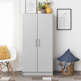 Prepac Elite 32" Storage Cabinet Closet, Light Gray Storage Cabinet with Hanging Rail and Shelves for Living room, Kitchen and Laundry room 24.5" D x 32" W x 65" H Prepac