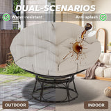 MeetLeisure 46'' Large Size Papasan Chair with Cushion and Frame, Overstuffed Thickened Papasan, Lazy Circle Round Chair, Beige MeetLeisure