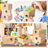 Chunful 6 Set Unfinished Wooden Boxes for Crafts 4.72 x 4.72 x 3.15 Inch Small Wood Jewelry Treasure Chest Box with Hinged Glass Lid for DIY Project Craft Painting Gifts Chunful