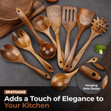 Natural Teak Wooden Kitchen Utensil Set, Handmade Wooden Utensils for Cooking, Premium Wooden Spoon and Spatula Set for Any Kitchen SPATUAMZ