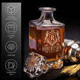 Personalized Whiskey Decanter Set - 5 Design Options - Custom Liquor 25 oz, 750ml Liquor Decanter w/Whiskey Glass Set Options, Birthday & Retirement Gifts for Men Lara Laser Works