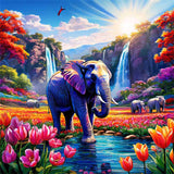OFRKE Diamond Painting Kits for Adults Beginners 5D Diamond Art Kits with Round Diamonds Gem Art Full Drill Elephant Painting for Home Wall Decor Gifts 12x16inch OFRKE