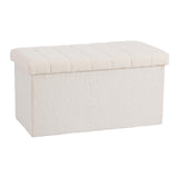 Seville Classics Cushioned Fabric Ottoman Hidden Storage Chest Footrest Chair, Padded Seat for Bedroom, Dorm, Loft, Living Room, Entryway, Hallway, White Boucle, 30" Bench Seville Classics