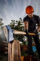 ESTWING 4 Pound 36 Inch Full Sized Hand Sharpened Axe with Curved Wooden American Hickory Handle for Cutting and Splitting, Green Estwing