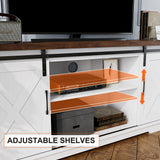 IDEALHOUSE Farmhouse TV Stand, Entertainment Center for 65 Inch TV Media Console Table, White Barn Door TV Stand with Storage and Shelves, Modern TV Console Cabinet Furniture for Living Room IDEALHOUSE