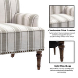 DREAMSIDEA Accent Chair, Mid Century Modern Comfy Armchair for Living Room, Linen Fabric Single Sofa Lounge for Reading Bedroom Apartment Waiting Room with Wood Legs (Brown Stripe, Set of 1) DREAMSIDEA