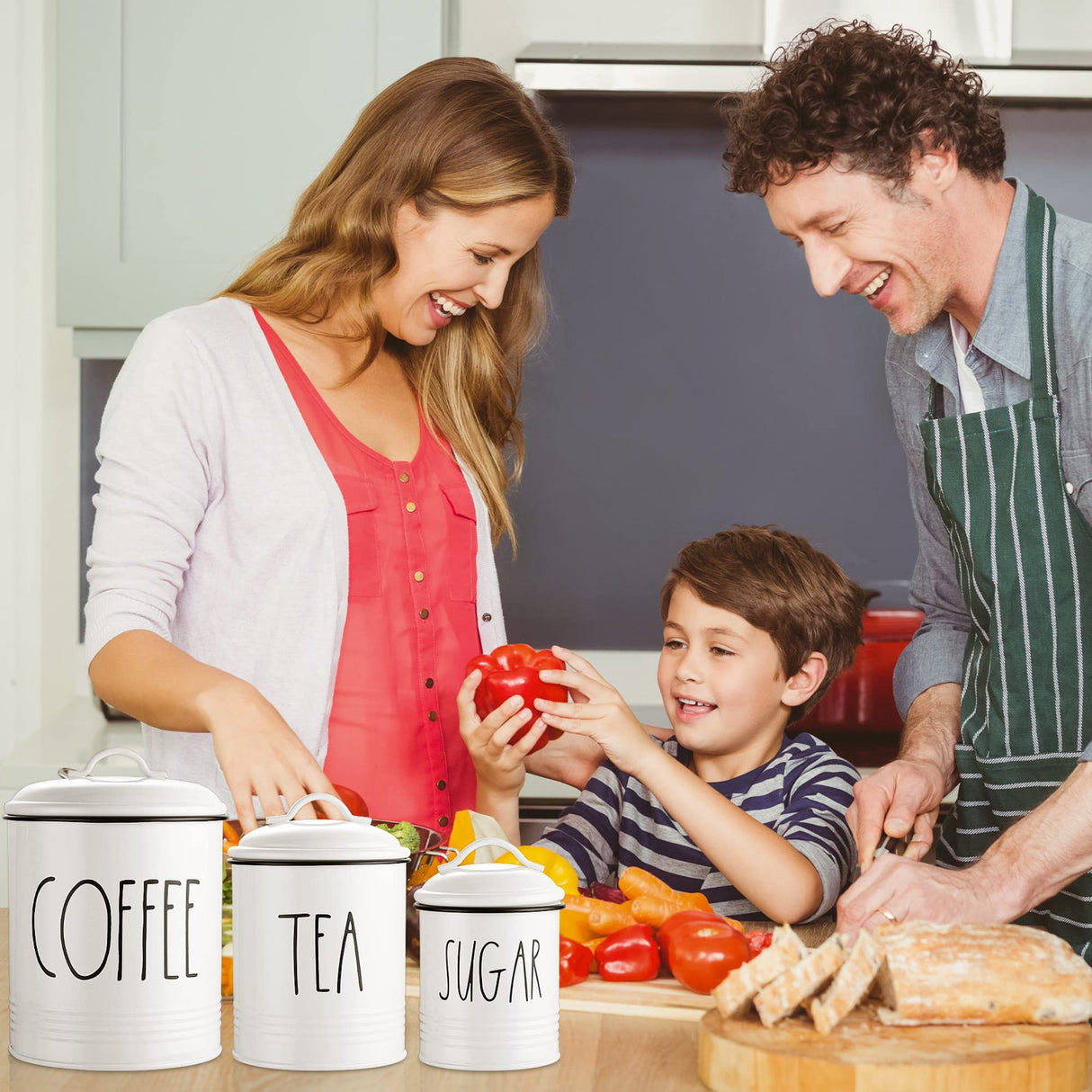 Brighter Barns Large Coffee Tea Sugar Canister Set Farmhouse Coffee Container Set - Large Airtight Food Storage Containers with Lids - Farmhouse Kitchen Decor - Coffee Station Decor & Accessories Brighter Barns