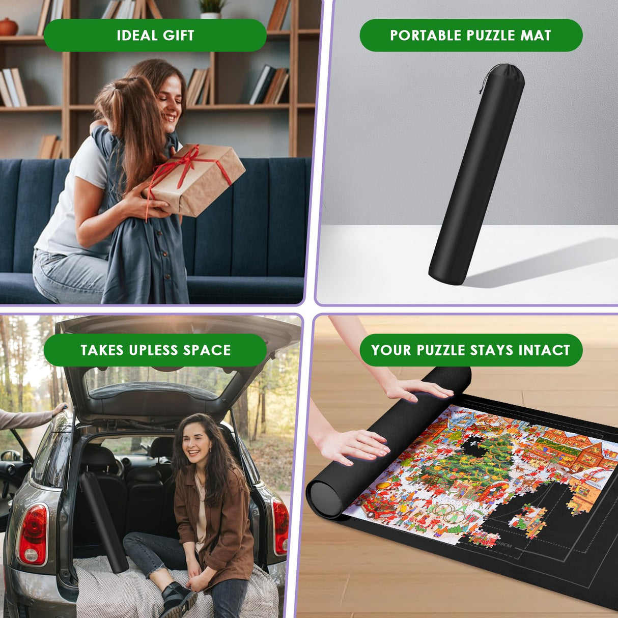 FELIZROCA Puzzle Mat - 1500 Piece Jigsaw Puzzle, Portable Roll-Up Mat for Adults - Includes Glue, 4 Sorting Trays, Storage Bag & Pump, Saver FELIZROCA