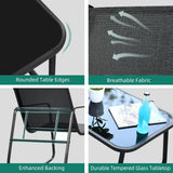 YITAHOME 4 Pieces Patio Furniture Set, Outdoor Textilene Conversation Sets Rocking Bistro Chairs, Loveseat and Glass Table for Living Room Lawn Garden Balcony Poolside Backyard (Black) YITAHOME