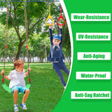 Ninja Warrior Kids Obstacle Course, 65 FT Durable Slackline with 7 Obstacles-Swings, Monkey Bars, Arm Trainers and More, Weatherproof Outdoor Obstacle Course for Backyard, Gym, Field FAHKNS
