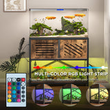 MELLCOM 40-50 Gallon Fish Tank Stand with Power Outlets and LED Light, Metal Aquarium Stand with Cabinet for Fish Tank Accessories Storage, Turtle Reptile Terrariums Stand Rack, Tank not Included MELLCOM