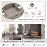 P PURLOVE Console Table for Entryway Hallway Sofa Table with Storage Drawers and Bottom Shelf (Gray Wash) P PURLOVE