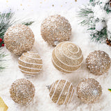 Champagne Gold Christmas Ball Ornaments, Christmas Ball Decorations Shatterproof Plastic Hanging Pearl Balls for Holiday Party(70mm/2.76", 12ct) Munansli