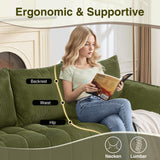 AEMEIOS Boneless Loveseat Couch for Living Room, Oversized Loveseat 2 Seater with 2 Pillow for Lovers,Corduroy Boneless Cloud Sofa Loveseats in a Box for Bedroom,No Assembly Couch, Green AEMEIOS