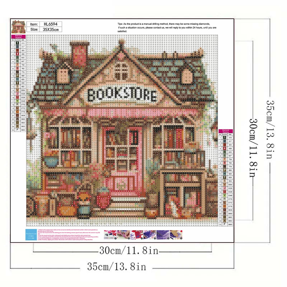 5D Diamond Painting Kits for Adults, Book Store Diamond Art Painting Kits for Beginner, DIY Full Round Drill Diamond Dots Gem Craft for Adults for Home Wall Decor13.8x13.8 inch GEMFAMILY