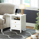 YITAHOME Nightstand with Charging Station, Night Stands with 2 Drawers for Bedroom, Modern Bedside Table End Side Table with USB Ports and Outlets, Set of 2, White YITAHOME