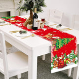 Merry Christmas Table Runner, Linen Christmas Trees Table Runner Red Merry Xmas Table Runner Long Seasonal Winter Holiday Kitchen Dining Table Decoration for Indoor Outdoor Home Party Christmas Decor Vspek