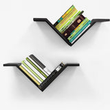 Mazjoaru Book Shelf for Wall Set of 2, Modern Hanging Bookshelf Wall Mounted Desktop Book Shelves Black Organizer for Bedroom Livingroom Office Mazjoaru