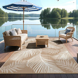 Pauwer Waterproof Outdoor Rug 5x8, Reversible Plastic Straw Patio Camping Rug, Indoor Outdoor RV Mat Carpet for Deck, Camper, Porch, Balcony, Backyard, Picnic, Leaf Brown Pauwer