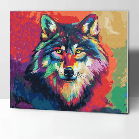 Wolf Paint by Numbers Kit for Adults with Frame, Adults Paint by Number Kits on Framed Canvas Kids Painting by Number Kit Adult Crafts Kits for Women, Bright Wolf 12x16inch KOMI