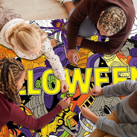 ZOIIWA Halloween Giant Mandala Coloring Posters for Kids Adult Halloween DIY Drawing Coloring Tablecloth Mandala Holiday Coloring Poster for Home School Wall Decor Drawing Games DIY Painting Crafts ZOIIWA