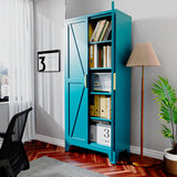 Boegica 71" Tall Metal Farmhouse Kitchen Pantry,Barn Doors Pantry Cabinet with Adjustable Shelves,Farmhouse Storage Cabinet,Modern Cupboard for Kitchen,Dining Room,Living Room,Bathroom,Blue Boegica